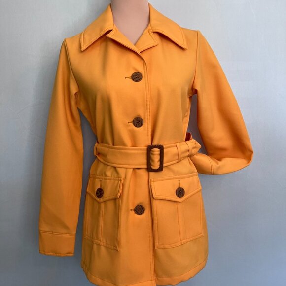 Vintage Mod Sears Roebuck Fashion Button Coat/Jacket Mustard Yellow Size S/M - Picture 1 of 9
